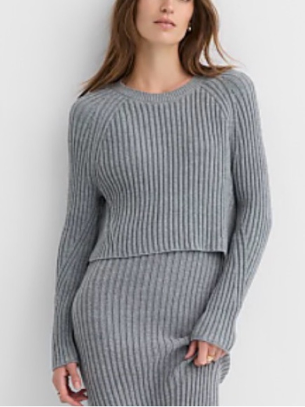 NWT Loft Ribbed Knit Sweater in Gray Size Medium - Picture 2 of 13